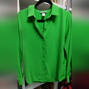 Vibrant Green Button-Up Shirt